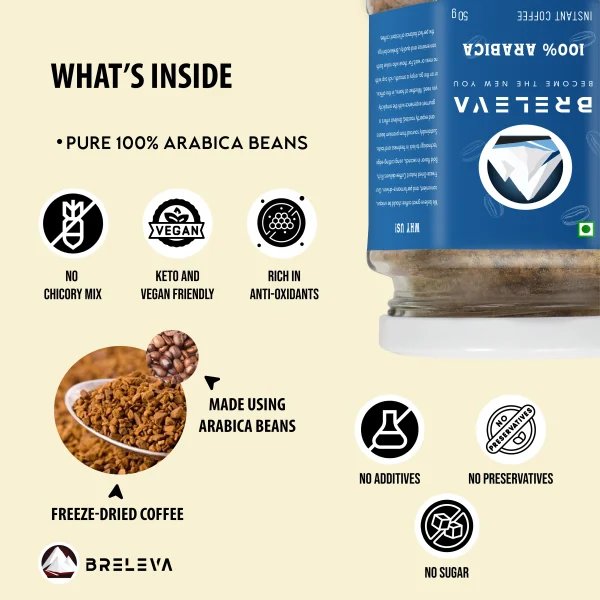 Unflavoured Pure Instant Coffee | 50g Jar - Image 3